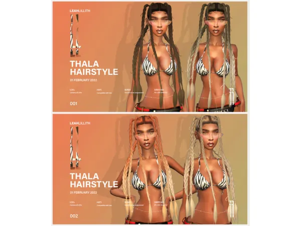 Alpha Thala Hairstyle by LeahLillith - The Sims 4 Custom Content