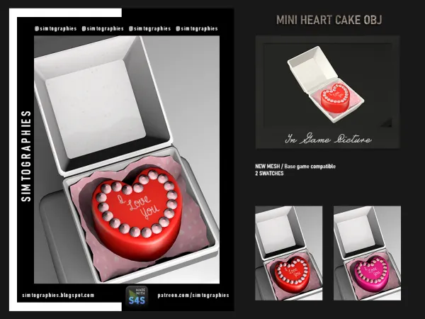 Mix Heart Mini Cake Obj Version - The Sims 4 Custom Content