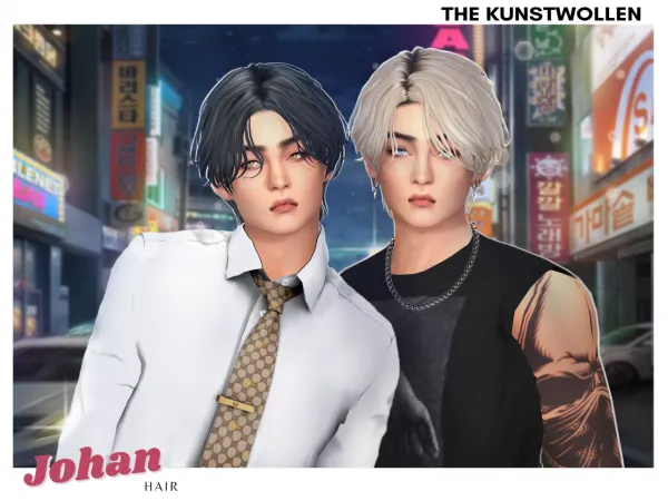 Alpha Johan hair (2 versions) - The Sims 4 Custom Content