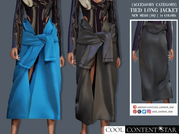 Alpha Tied Long Jacket (Accesory Category) cool_content_star - The Sims 4 Custom Content