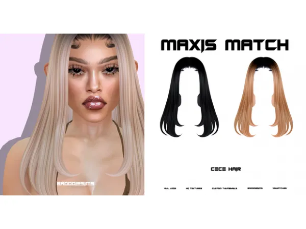 Maxis Match CECE HAIR by BADDDIESIMS - The Sims 4 Custom Content