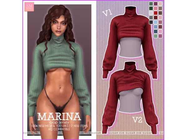 Alpha Marina Crop Jersey - The Sims 4 Custom Content