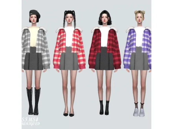 Alpha 7 Pleats Skirt With Winter Jacket by simsfinds - The Sims 4 Custom Content