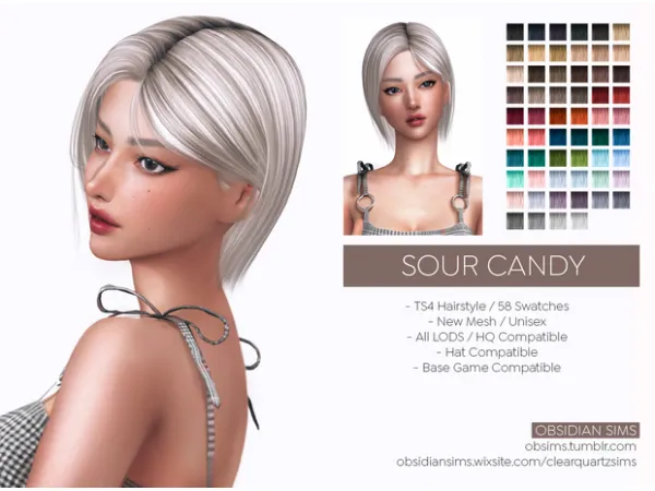 Alpha SOUR CANDY HAIRSTYLE New mesh by OBSIDIAN SIMS - The Sims 4 Custom Content
