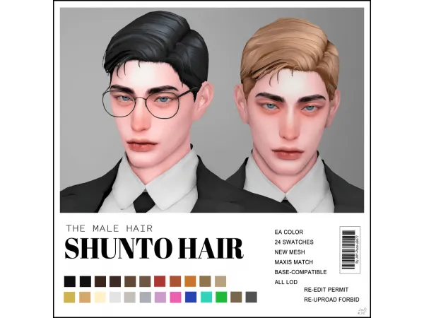 Maxis Match [JNY] SHUNTO HAIR - The Sims 4 Custom Content