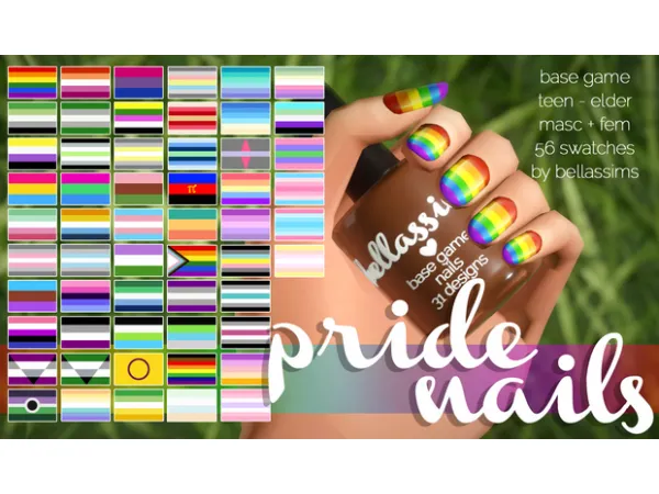 Mix Pride Nails Download by Bellassims - The Sims 4 Custom Content