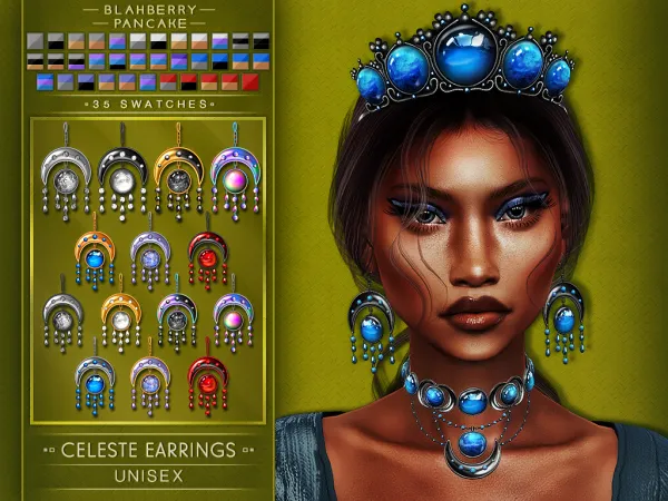 Alpha Celeste Earrings UNISEX BLAHBERRY PANCAKE - The Sims 4 Custom Content
