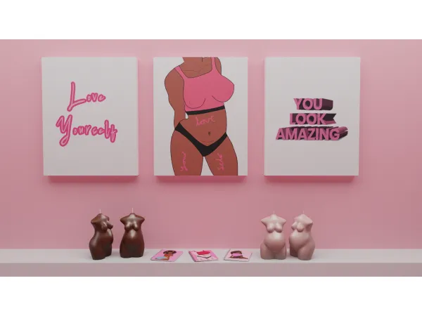 Alpha Self Love Decor by simmerkatex - The Sims 4 Custom Content