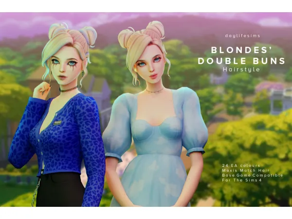 Maxis Match Blondes' Buns Hairstyle by daylifesims - The Sims 4 Custom Content