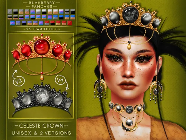 Alpha Celeste Crown (2 versions) UNISEX BLAHBERRY PANCAKE - The Sims 4 Custom Content