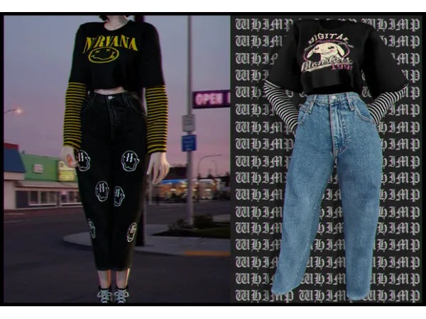 Alpha Aesthetic Shirt x Jeans Smile Butterfly - The Sims 4 Custom Content