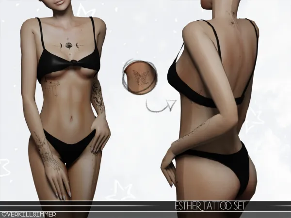 Mix Esther tattoo set - The Sims 4 Custom Content