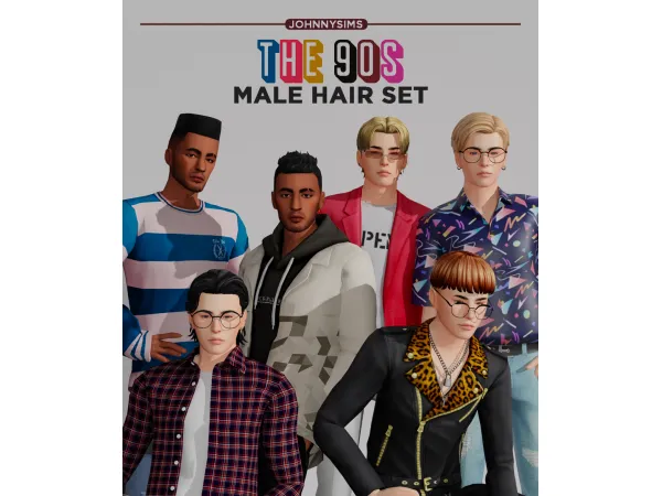 Maxis Match The 90s Male Hair Set by JohnnySims - The Sims 4 Custom Content