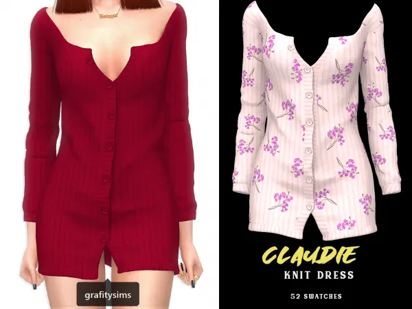 Mix Claudie Knit Dress - The Sims 4 Custom Content