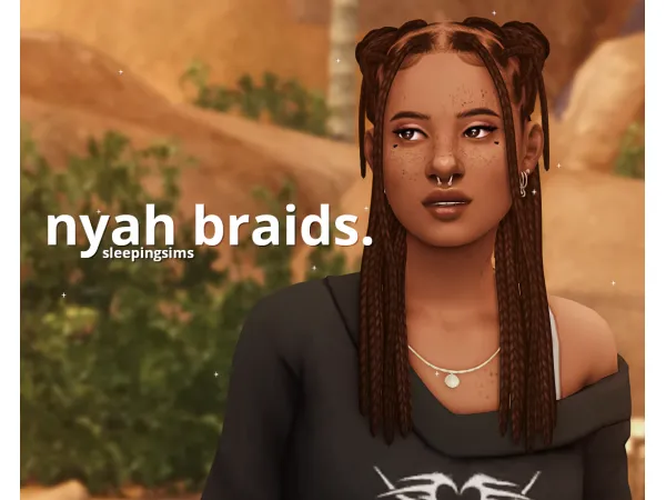 Maxis Match nyah braids by simsfinds - The Sims 4 Custom Content