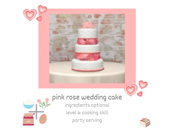 Maxis Match pink rose wedding cake by Littlbowbub - The Sims 4 Custom Content