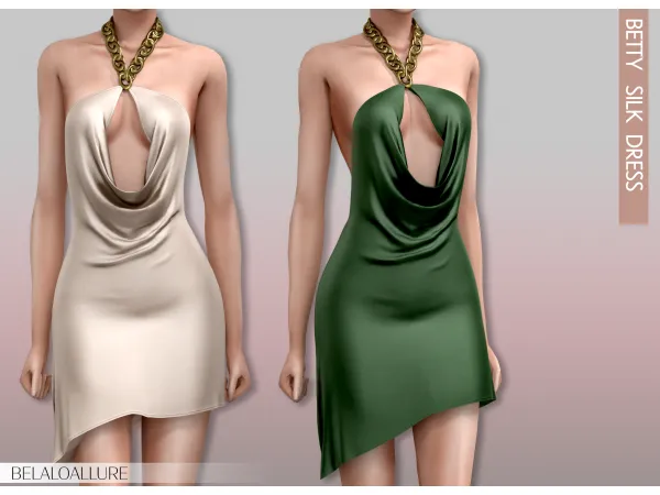 Alpha Betty Silk Dress by Belaloallure - The Sims 4 Custom Content