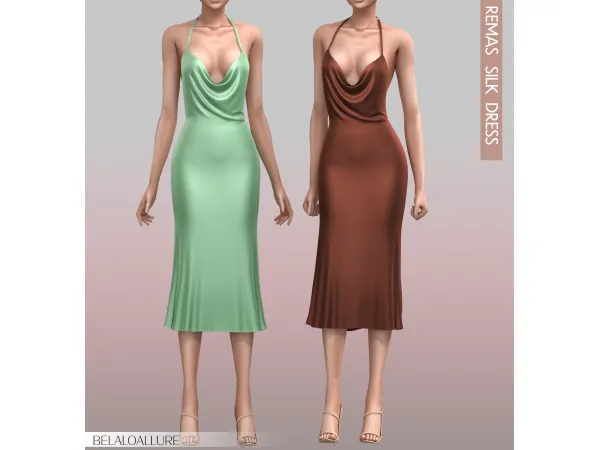 Alpha Remas Silk Dress by Belaloallure - The Sims 4 Custom Content