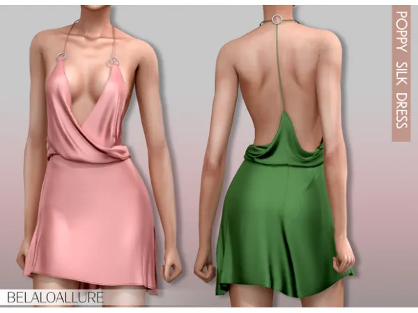 Alpha Poppy Silk Dress by Belaloallure - The Sims 4 Custom Content
