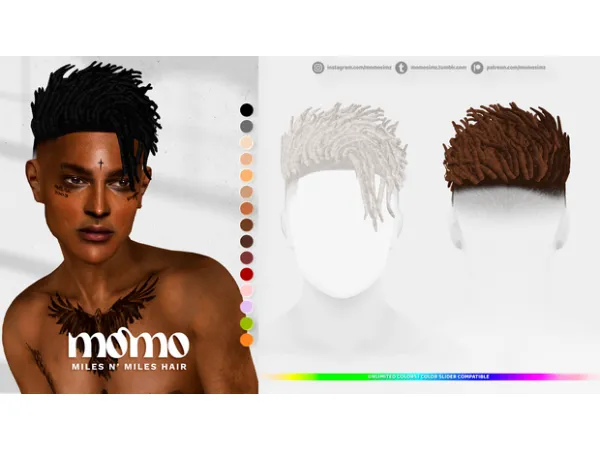 Alpha miles and miles hair by momo - The Sims 4 Custom Content