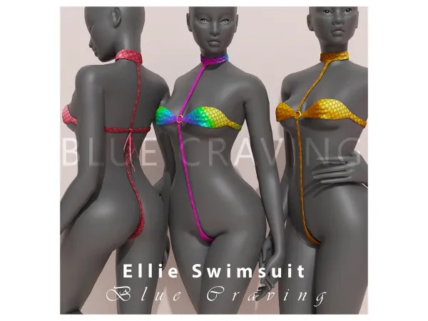 Alpha Blue Craving Ellie Swimsuit - The Sims 4 Custom Content