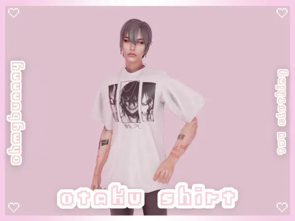 Alpha otaku shirt - The Sims 4 Custom Content
