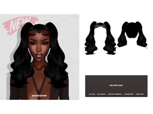 Mix MELANIE HAIR by BADDDIESIMS - The Sims 4 Custom Content