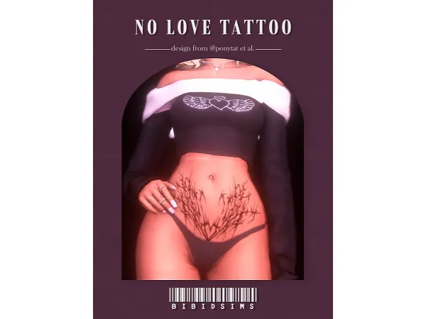 Mix [BIBIDSIMS] No love tattoo - The Sims 4 Custom Content