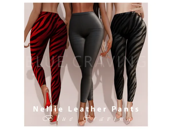 Alpha Blue Craving Nellie Leather Pants - The Sims 4 Custom Content