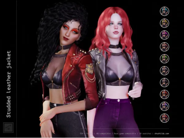 Alpha Studded leather jacket - The Sims 4 Custom Content