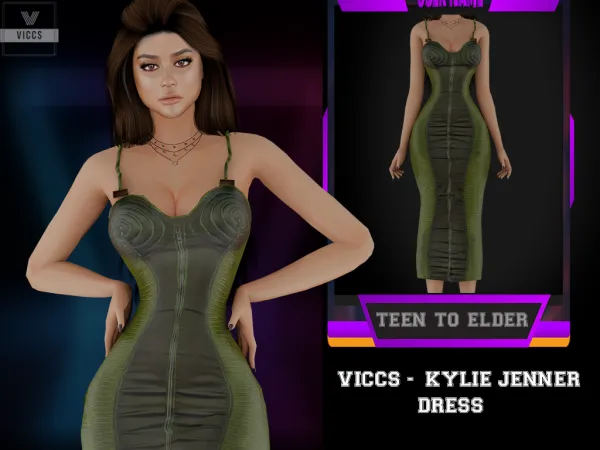 Alpha VICCS_KYLIE JENNER DRESS (TEEN ELDER) - The Sims 4 Custom Content