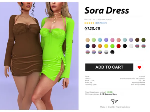 Alpha Sora Dress by Nightingale Sims - The Sims 4 Custom Content