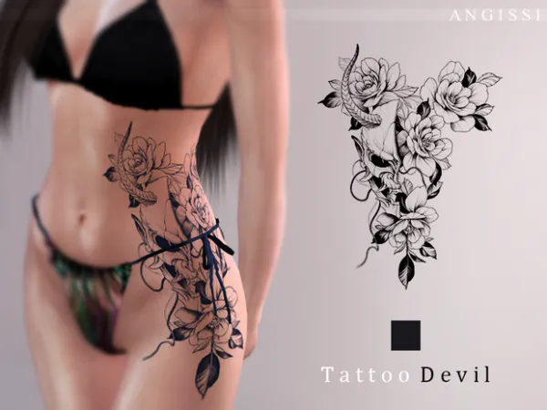 Mix Tattoo Devil by ANGISSI - The Sims 4 Custom Content