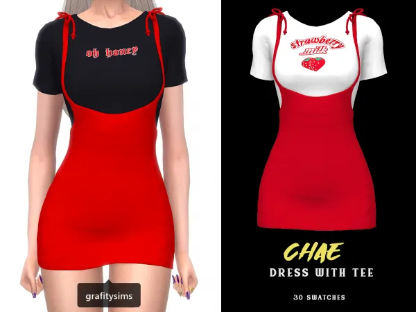 Alpha Chae Dress with Tee - The Sims 4 Custom Content