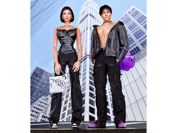 Alpha OffWhite Jitney Meteor Holes Bag by Saks Sims - The Sims 4 Custom Content