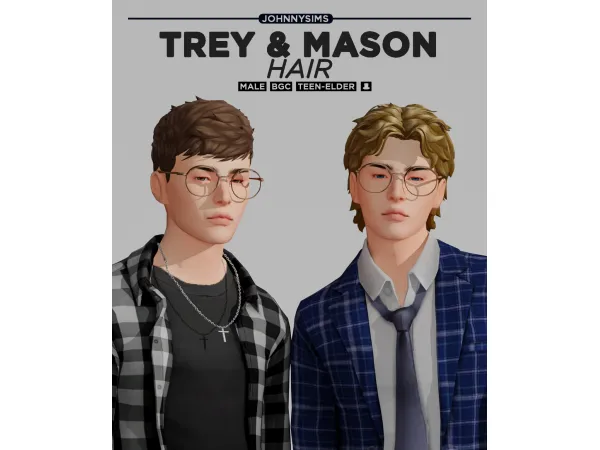 Maxis Match Trey Mason Hair by JohnnySims - The Sims 4 Custom Content