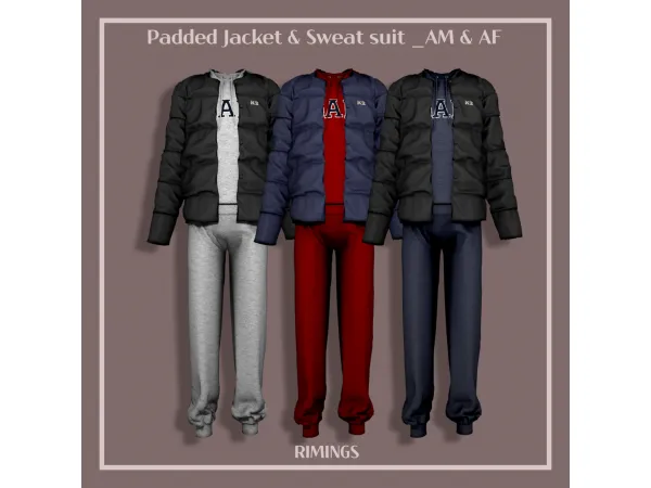 Alpha [RIMINGS] Padded Jacket Sweat suit _AM A - The Sims 4 Custom Content