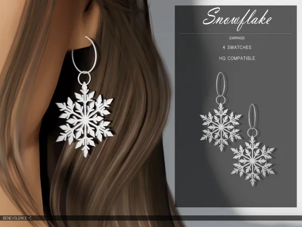 Alpha Snowflake Earrings - The Sims 4 Custom Content