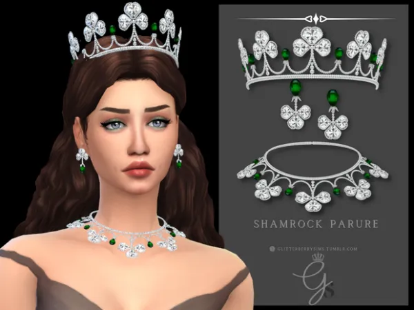 Mix Shamrock Parure St Patrick Day Collection by Glitterberry Sims - The Sims 4 Custom Content