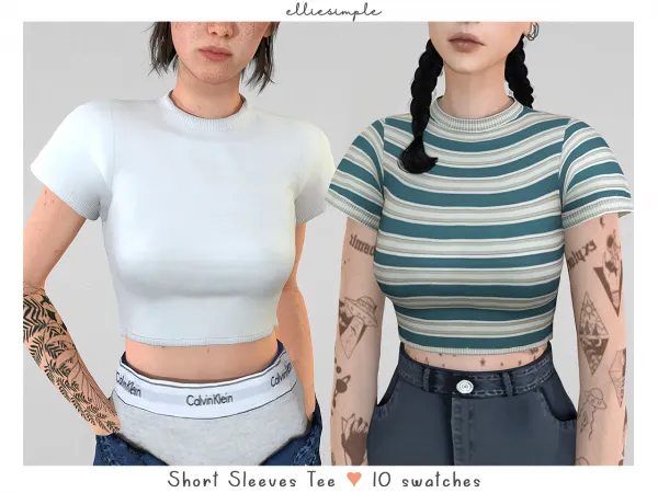 Alpha elliesimple short sleeves tee - The Sims 4 Custom Content