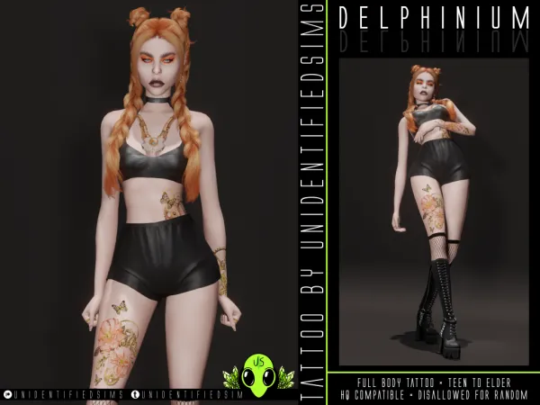 Mix Delphinium Tattoo - The Sims 4 Custom Content