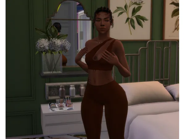 Alpha Naked One Shoulder Set by brethabrat - The Sims 4 Custom Content