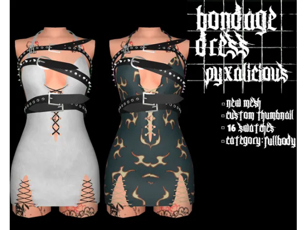 Alpha bondage dress by simsfinds - The Sims 4 Custom Content
