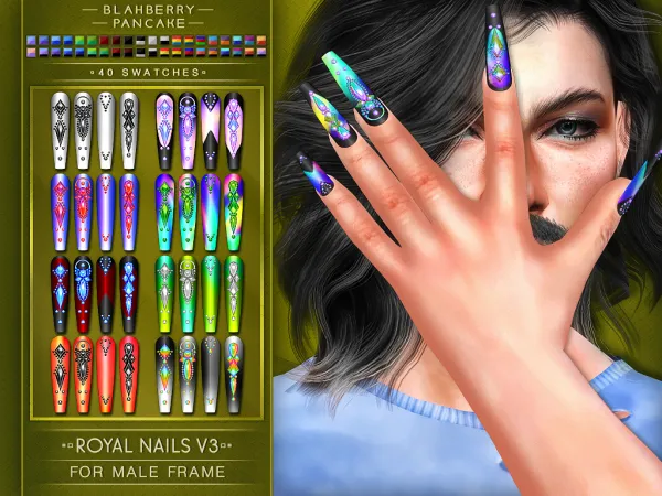 Alpha Royal Nails V3 M Blahberry Pancake - The Sims 4 Custom Content