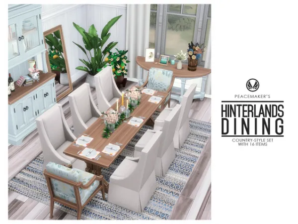 Maxis Match Hinterlands Dining Country Style with 16 Items by Peacemaker_ic - The Sims 4 Custom Content