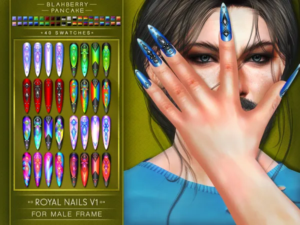 Alpha Royal Nails V1 M Blahberry Pancake - The Sims 4 Custom Content