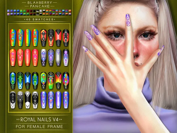 Alpha Royal Nails V4 F Blahberry Pancake by blahberry-pancake - The Sims 4 Custom Content