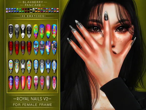 Alpha Royal Nails V2 F Blahberry Pancake by blahberry-pancake - The Sims 4 Custom Content