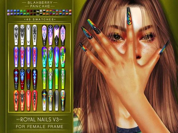 Alpha Royal Nails V3 F Blahberry Pancake by blahberry-pancake - The Sims 4 Custom Content