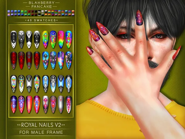 Alpha Royal Nails V2 M Blahberry Pancake - The Sims 4 Custom Content